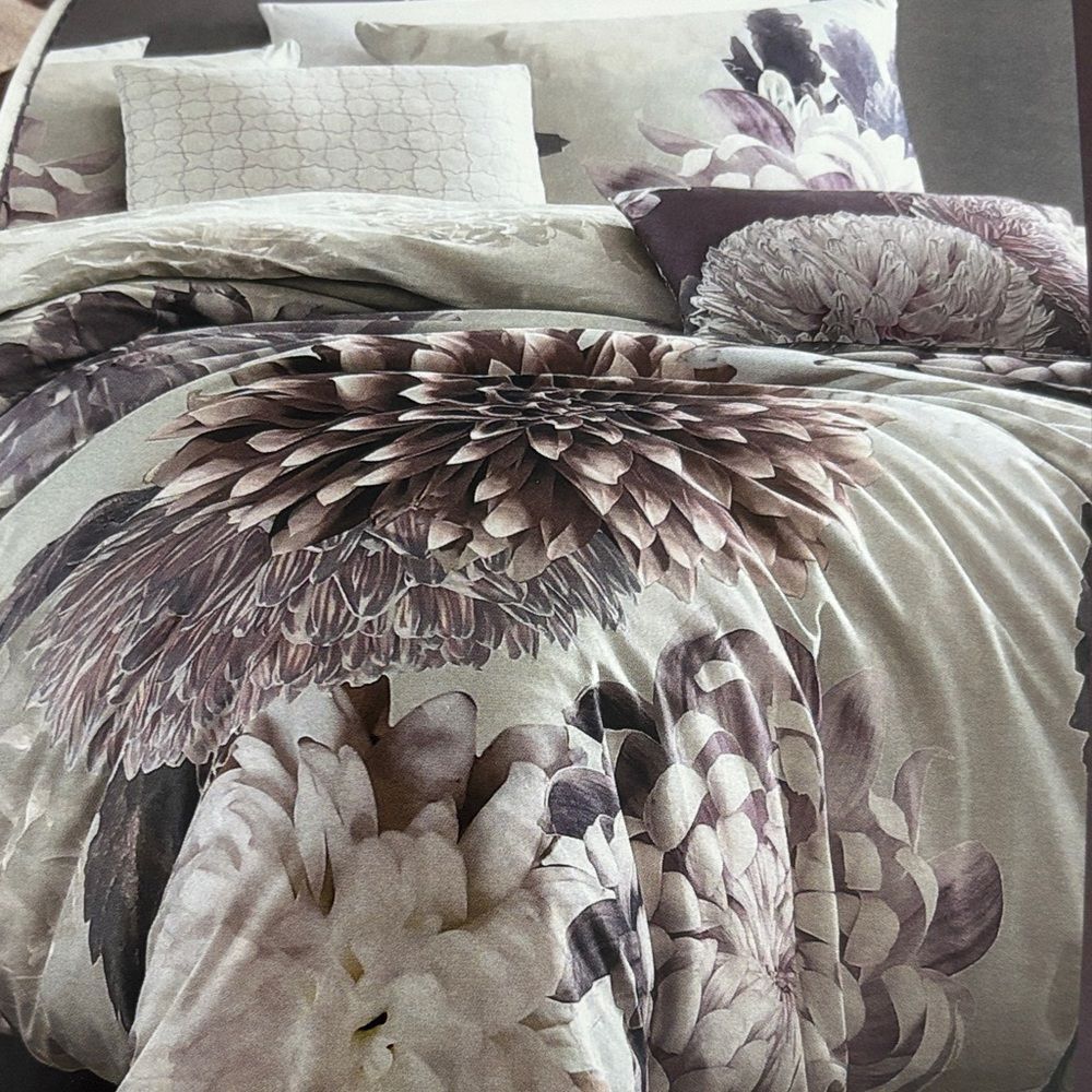 Bebejan BLOOM Floral Bedding Set in Cream and Purple NEW